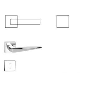 Foglia Négyzetrozettás Fényes Króm BB Gomb/Kilincs