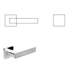   Glamour Négyzetrozettás Fényes Króm Fehér Kristály betéttel BB Gomb/Kilincs