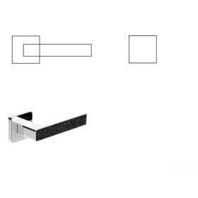   Glamour Négyzetrozettás Fényes Króm Fekete Kristály betéttel BB Gomb/Kilincs