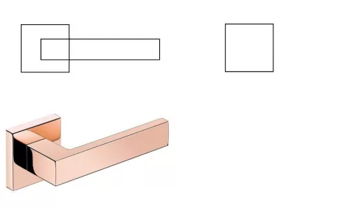 Matrix Négyzetrozettás Rosegold Pvd Bevonat PZ Fix Gomb/Kilincs