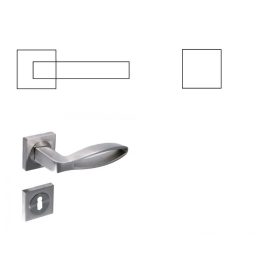   Ovál Négyzetrozettás Szatén Króm Felület PZ Gomb/Kilincs