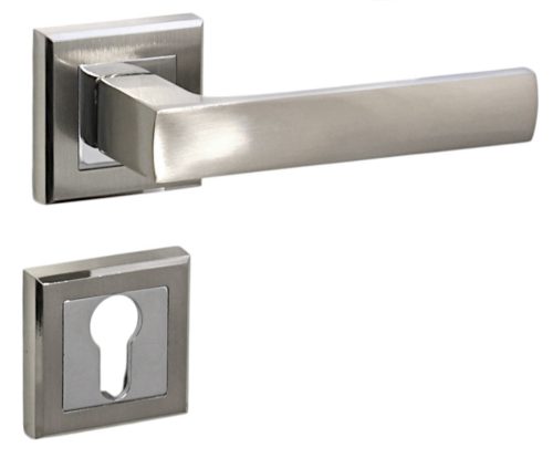 Maffia Négyzetrozettás Szatén Króm Felület PZ Gomb/Kilincs