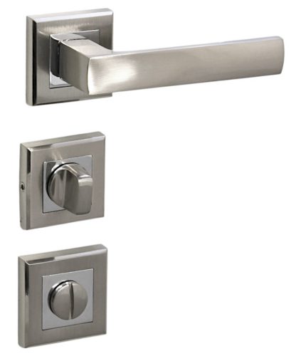 Maffia Négyzetrozettás Szatén Króm Felület WC Gomb/Kilincs