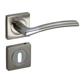   Figo Négyzetrozettás Szatén Króm Felület BB Gomb/Kilincs