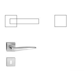   Foglia (Colorado) Négyzetrozettás Szatén Króm Felület PZ Gomb/Kilincs