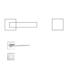   Modena (Light) Négyzetrozettás Szatén Króm Felület PZ  Gomb/Kilincs