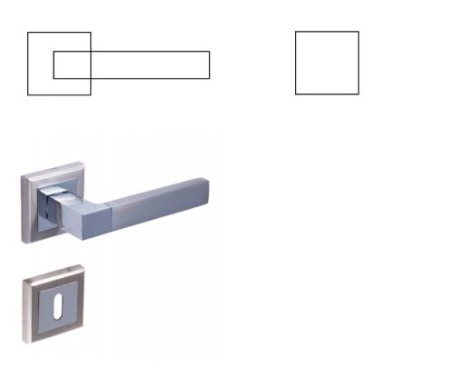 Star Négyzetrozettás Szatén Króm Felület BB  Gomb/Kilincs