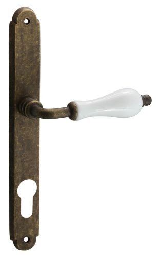 Samoha-Diána Pajzsos Fehér Porcelán Betétes Patinás Antik 88 mm PZ