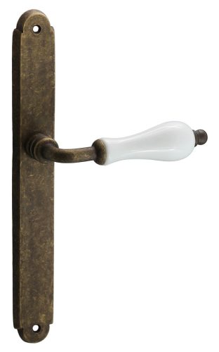 Samoha-Diána Pajzsos Fehér Porcelán Betétes Patinás Antik Lyuk Nélküli