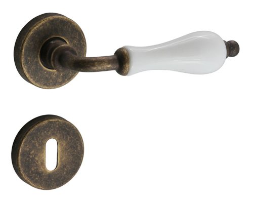 Samoha-Diána Körrozettás Fehér Porcelán Betétes Patinás Antik BB