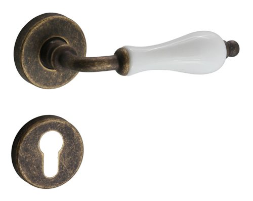 Samoha-Diána Körrozettás Fehér Porcelán Betétes Patinás Antik PZ