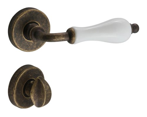 Samoha-Diána Körrozettás Fehér Porcelán Betétes Patinás Antik WC