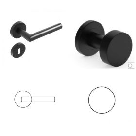   Tímea Black Line Kerek Rozettás (Fém Alaplappal) Fekete Szín BB  Gomb/Kilincs