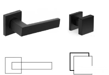 Matrix Black Line Négyzetrozettás Fekete Szín BB Fix Gomb/Kilincs