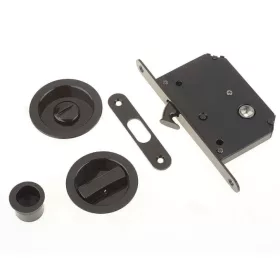   Tolóajtó Zár Szett Prémium Matt Fekete WC záras (Zárható)