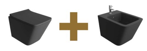 Lavita LAGO BLACK WC+Bidé szett, fekete