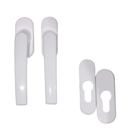   Nagyalakú Ablakfélkilincs Sima/Sima Pár Fehér + PZ oválrozetta