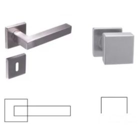   Colombo (Cubik) Négyzetrozettás Rozsdamentes Inox BB Asszimetrikus Gomb/Kilincs