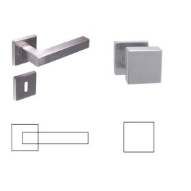   Colombo (Cubik) Négyzetrozettás Rozsdamentes Inox BB Gomb/Kilincs