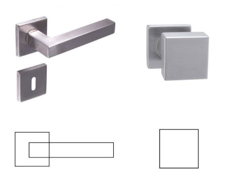 Colombo (Cubik) Négyzetrozettás Rozsdamentes Inox PZ Gomb/Kilincs