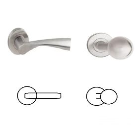   Gréta (Galaxy) Rozettás Rozsdamentes Inox WC Asszimetrikus Gomb/Kilincs