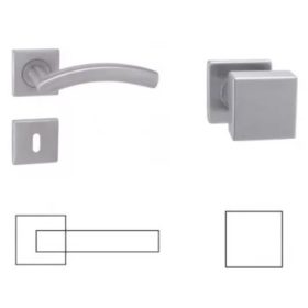   Alex Din Fix Csapos Négyzetrozettás Rozsdamentes Inox WC Asszimetrikus Gomb/Kilincs