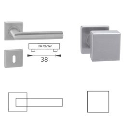   Tímea Din Fix Csapos Négyzetrozettás Rozsdamentes Inox BB  Gomb/Kilincs