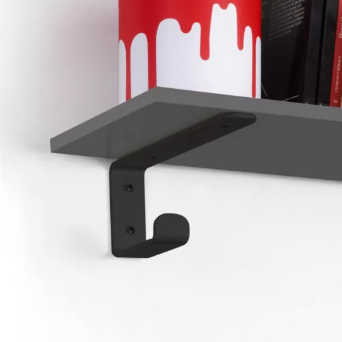 Polctartó konzol szett Emuca akasztóval fekete 200x80mm
