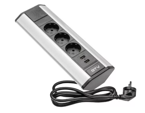 Konnektor Sarok 3-as + USB szürke 277x100x52mm