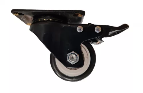 Gumis görgő talpas fékes 63mm fekete