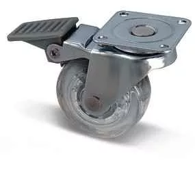 Gumis görgő talpas fékes átlátszó 50mm