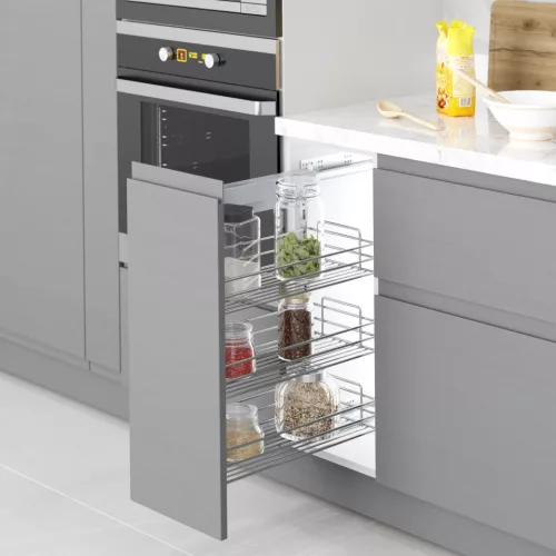 Konyhai kihúzható fékes oldalkeret "R" jobbos króm 250mm