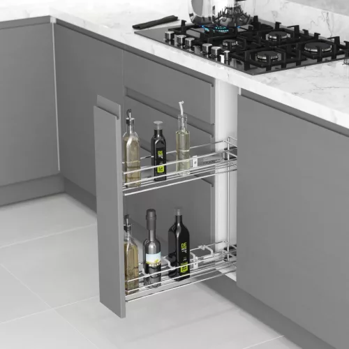 Konyhai kihúzható univerzális fékes kosár "R" króm 150mm