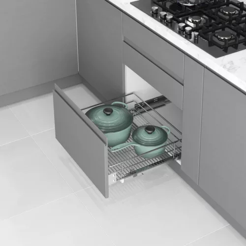 Rácsfiók front kihúzású R króm 450mm