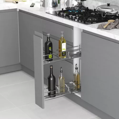 Konyhai kosár fékes részleges kihúzású  "R" balos króm 150mm