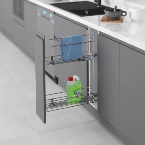 Konyhai kosár konyharuha tartóval fékes teljes kihúzású "R" balos króm 250mm