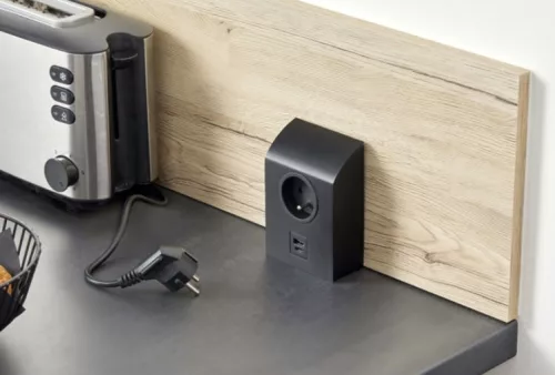 Konnektor Mini Born 1+1USB+1USB-C fekete