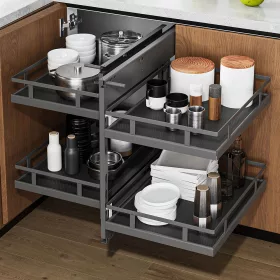   Konyhai sarokmechanizmus C teljes kihúzású univerzális antracit 450mm