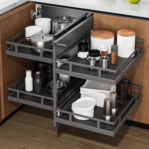 Konyhai sarokmechanizmus C teljes kihúzású univerzális antracit 450mm