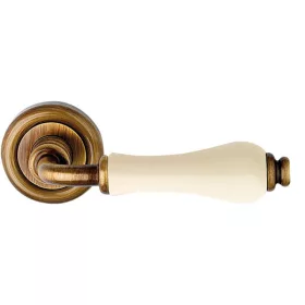   Linea Cali Dalia súrolt bronz körrozettás kilincsgarnitúra elefántcsontszín porcelánnal 600 RB 103 P