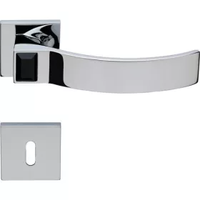   Linea Cali Elios Crystal fényes króm lapos négyzetrozettás kilincsgarnitúra jet black kristállyal 13