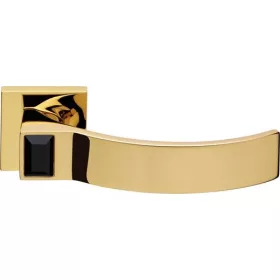   Linea Cali Elios Crystal aranyozott négyzetrozettás kilincsgarnitúra jet black kristállyal 1343 RB 0