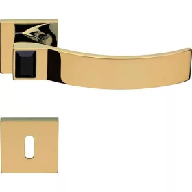   Linea Cali Elios Crystal aranyozott lapos négyzetrozettás kilincsgarnitúra jet black kristállyal 134