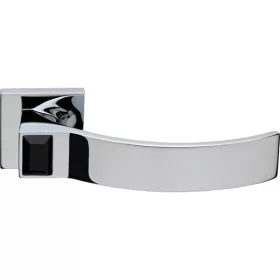   Linea Cali Elios Crystal fényes króm négyzetrozettás kilincsgarnitúra jet black kristállyal 1343 RB