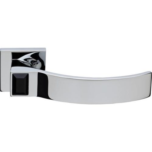 Linea Cali Elios Crystal fényes króm négyzetrozettás kilincsgarnitúra jet black kristállyal 1343 RB