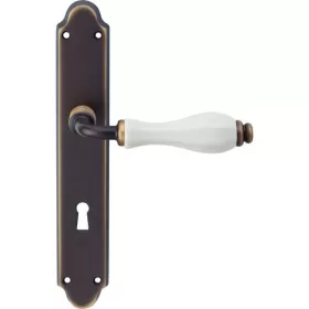   Linea Cali Erica matt bronz / fehér porcelán kilincsgarnitúra Pajzsos 1295 PL BM