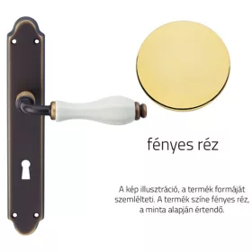   Linea Cali Erica fényes réz / fehér porcelán kilincsgarnitúra Pajzsos 1295 PL OL