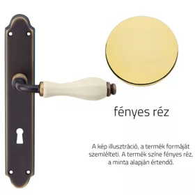   Linea Cali Erica fényes réz / elefántcsont színű porcelán kilincsgarnitúra Pajzsos 1296 PL OL