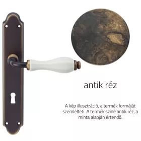   Linea Cali Erica antik réz / fehér porcelán kilincsgarnitúra Pajzsos 1295 PL AN