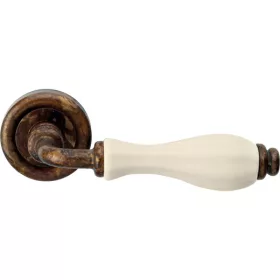   Linea Cali Erica antik réz / elefántcsont színű porcelán körrozettás kilincsgarnitúra 1296 RB 103 AN